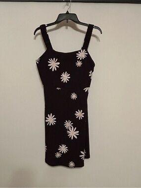 SO Black Mini Dress with White Daisy Print